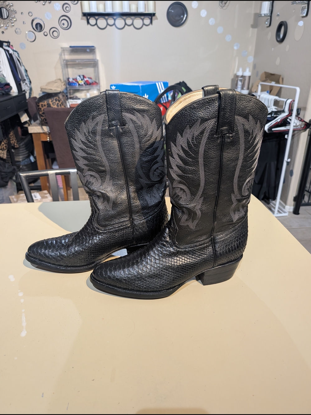 Vintage Boots Africana Black Tegu Lizard Western Cowboy Boots – Men's Size 12
